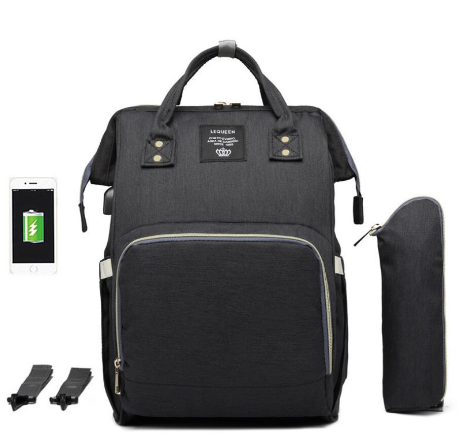 LeQueen Classic Backpack Diaper Bag With USB Port