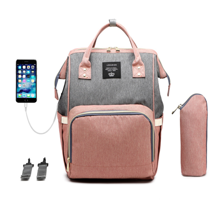 LeQueen Classic Backpack Diaper Bag With USB Port