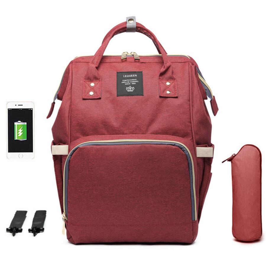 LeQueen Classic Backpack Diaper Bag With USB Port