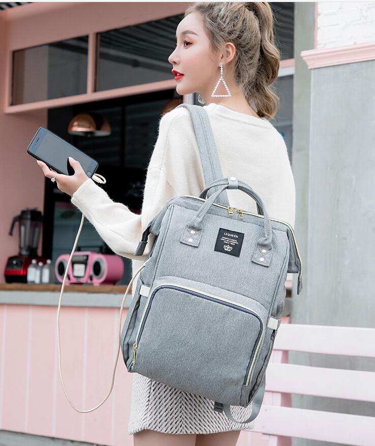 LeQueen Classic Backpack Diaper Bag With USB Port